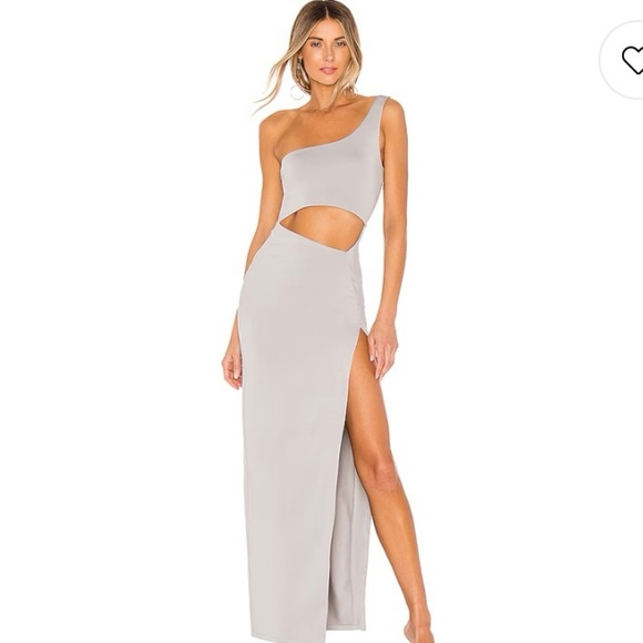 Superdown Eria Maxi Dress One Shoulder with Cutout in Light Grey Size XS - Picture 2 of 8